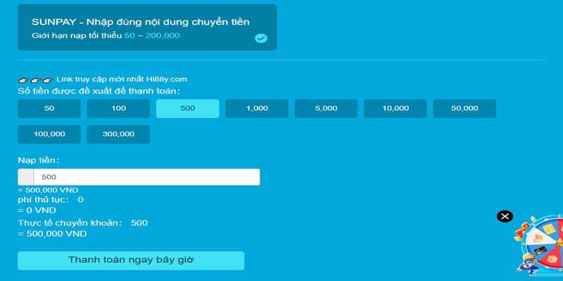 Cách nạp tiền vào tài khoản